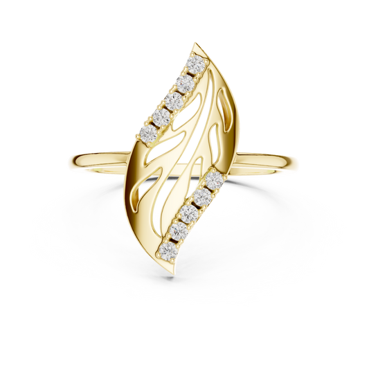 Designer Leaf Diamond Ring | Marquise Botanical Fashion Ring.