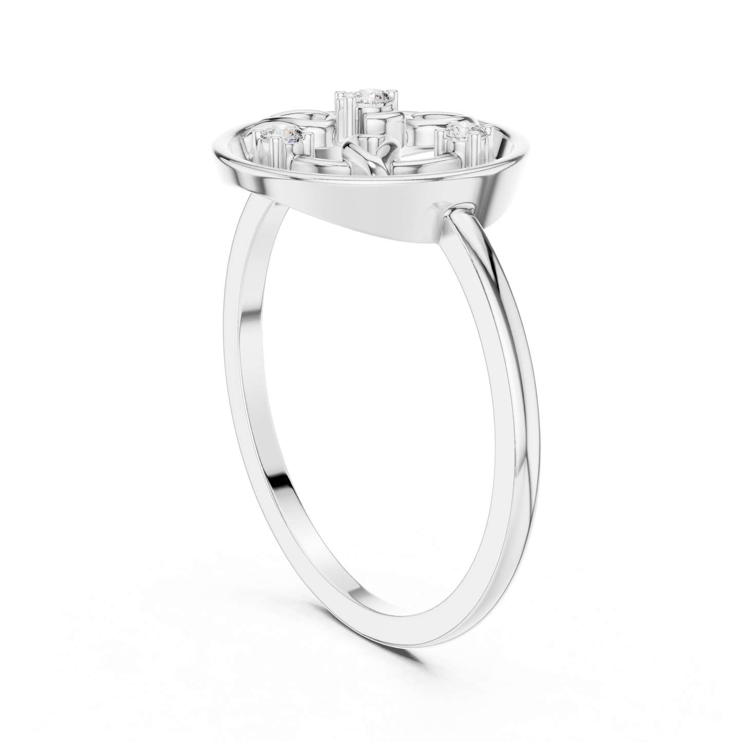 Diamond Halo Floral Ring | Open Circle Statement Ring for Women.