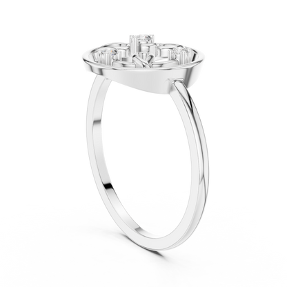 Diamond Halo Floral Ring | Open Circle Statement Ring for Women.