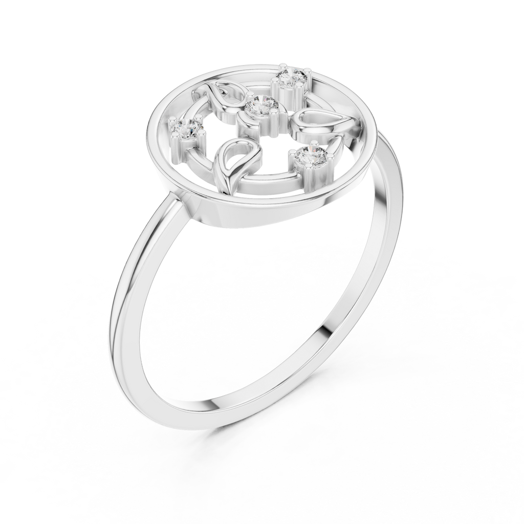 Diamond Halo Floral Ring | Open Circle Statement Ring for Women.