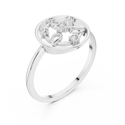 Diamond Halo Floral Ring | Open Circle Statement Ring for Women.