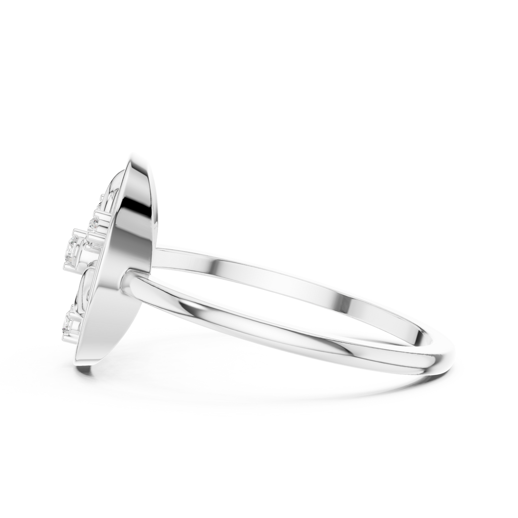Diamond Halo Floral Ring | Open Circle Statement Ring for Women.