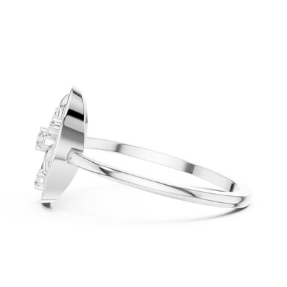 Diamond Halo Floral Ring | Open Circle Statement Ring for Women.
