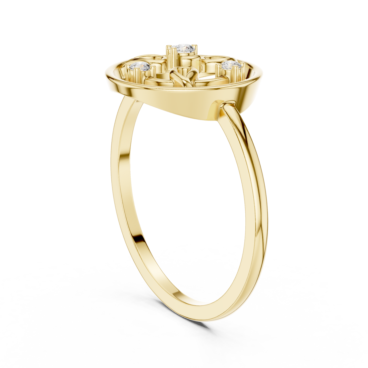 Diamond Halo Floral Ring | Open Circle Statement Ring for Women.