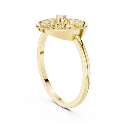 Diamond Halo Floral Ring | Open Circle Statement Ring for Women.