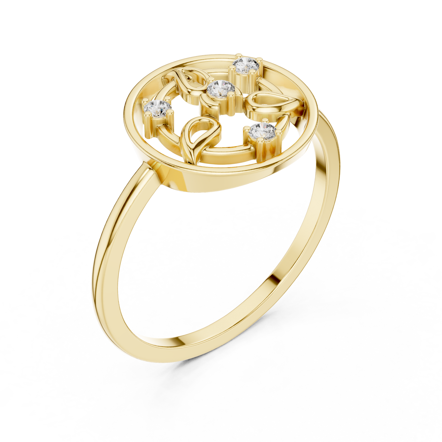Diamond Halo Floral Ring | Open Circle Statement Ring for Women.