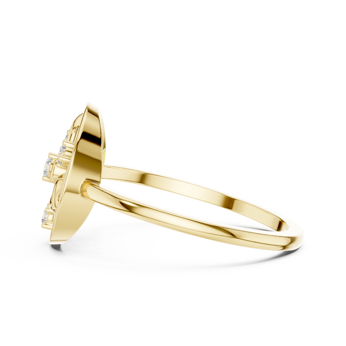 Diamond Halo Floral Ring | Open Circle Statement Ring for Women.