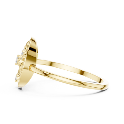 Diamond Halo Floral Ring | Open Circle Statement Ring for Women.