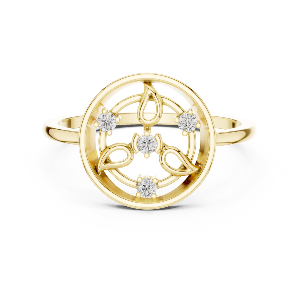 Diamond Halo Floral Ring | Open Circle Statement Ring for Women.