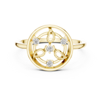 Diamond Halo Floral Ring | Open Circle Statement Ring for Women.