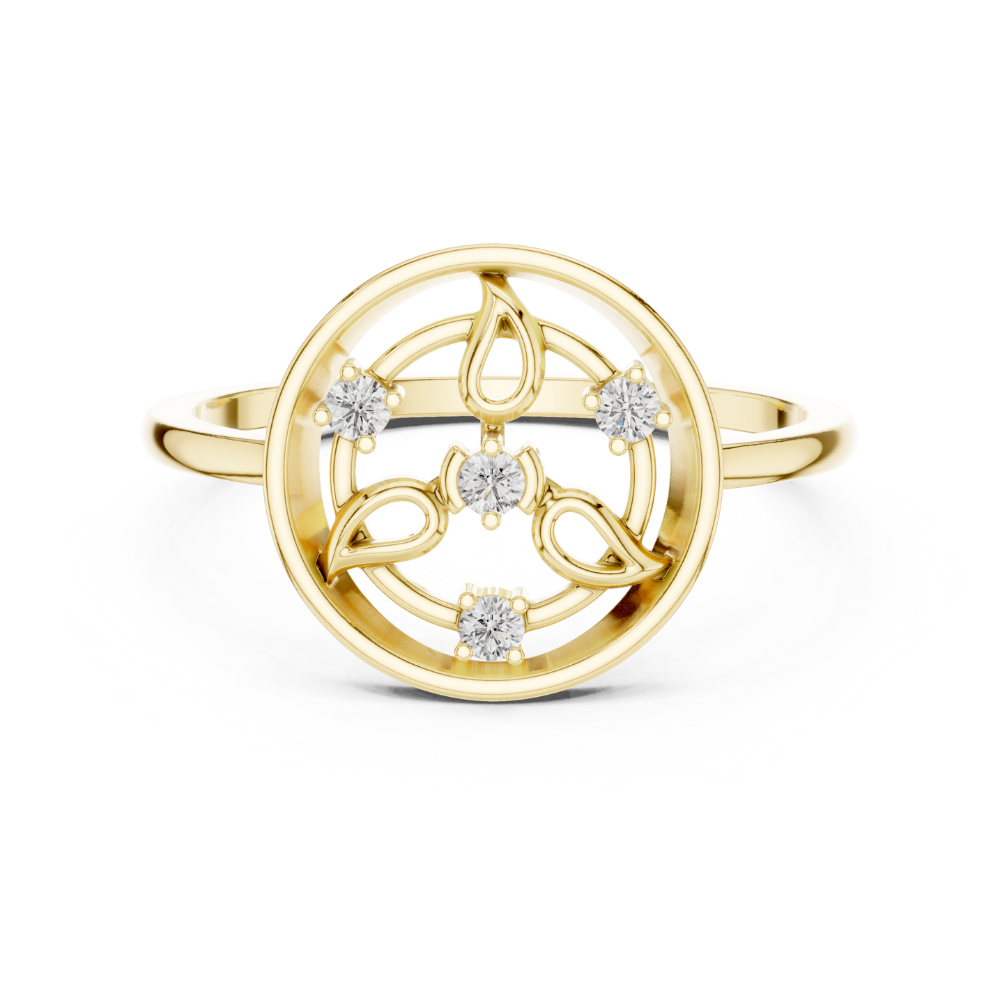 Diamond Halo Floral Ring | Open Circle Statement Ring for Women.