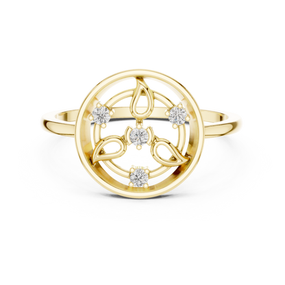 Diamond Halo Floral Ring | Open Circle Statement Ring for Women.