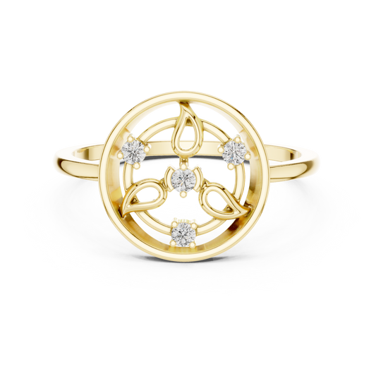 Diamond Halo Floral Ring | Open Circle Statement Ring for Women.