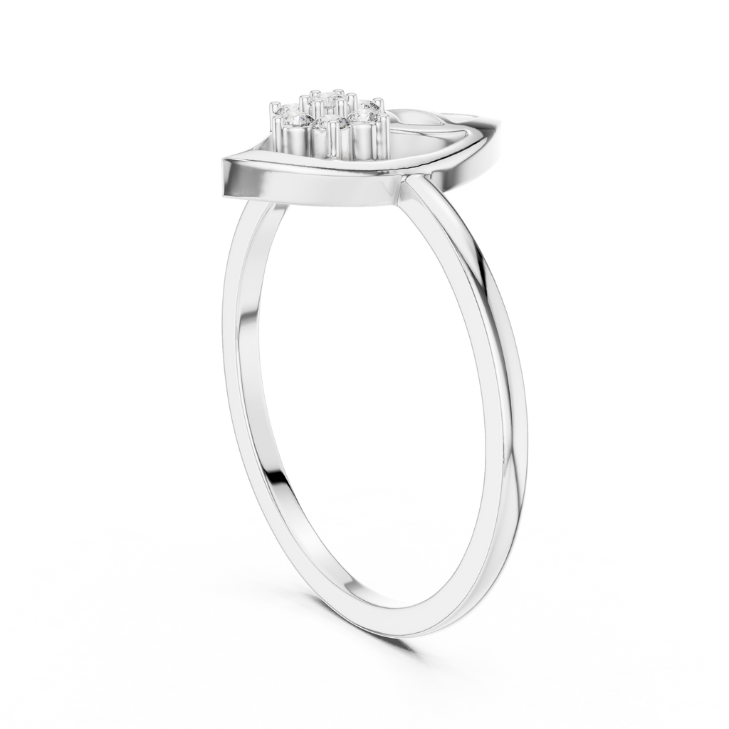 Nature Inspired Leaf Ring | Diamond Flower Cluster Design | Elegant Minimalist Jewelry Gift
