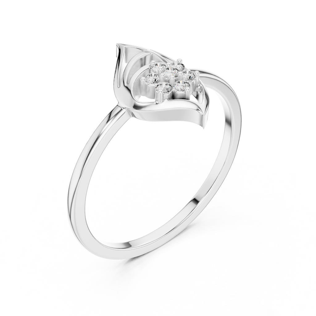 Nature Inspired Leaf Ring | Diamond Flower Cluster Design | Elegant Minimalist Jewelry Gift