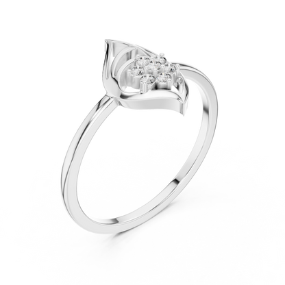 Nature Inspired Leaf Ring | Diamond Flower Cluster Design | Elegant Minimalist Jewelry Gift
