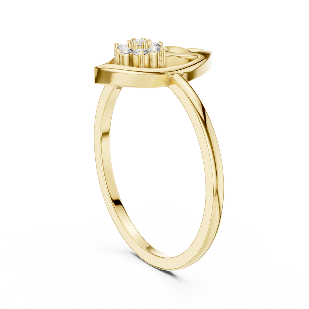 Nature Inspired Leaf Ring | Diamond Flower Cluster Design | Elegant Minimalist Jewelry Gift