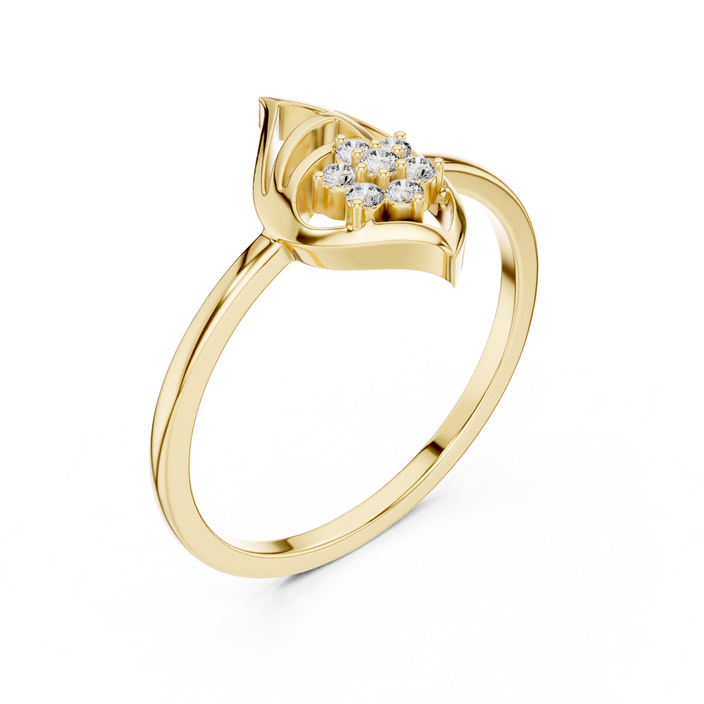 Nature Inspired Leaf Ring | Diamond Flower Cluster Design | Elegant Minimalist Jewelry Gift
