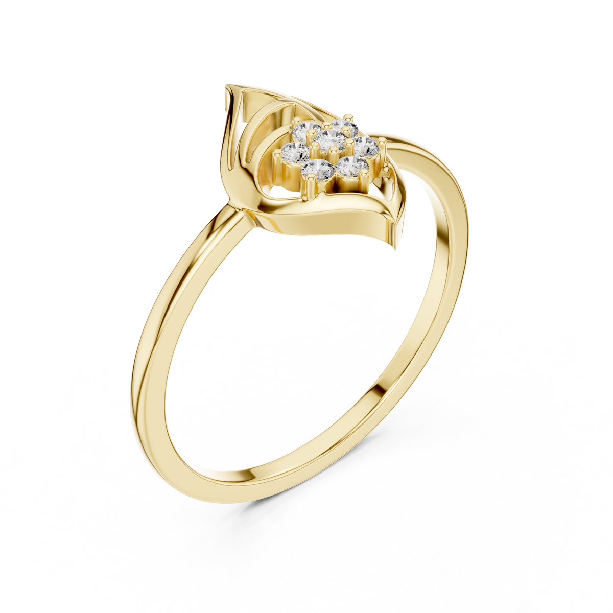 Nature Inspired Leaf Ring | Diamond Flower Cluster Design | Elegant Minimalist Jewelry Gift