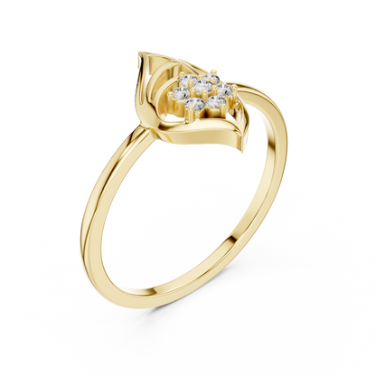 Nature Inspired Leaf Ring | Diamond Flower Cluster Design | Elegant Minimalist Jewelry Gift