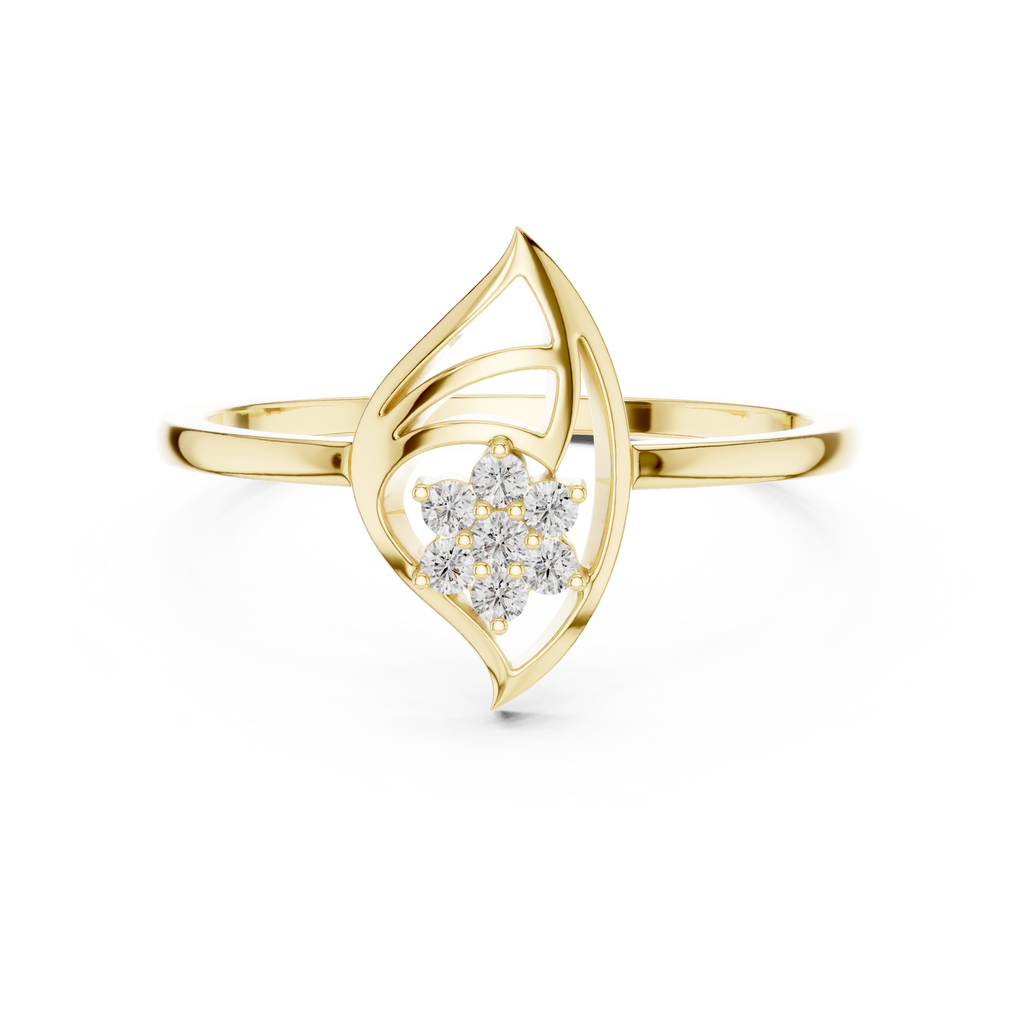Nature Inspired Leaf Ring | Diamond Flower Cluster Design | Elegant Minimalist Jewelry Gift