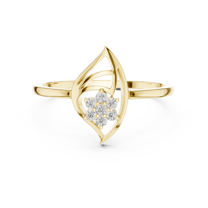 Nature Inspired Leaf Ring | Diamond Flower Cluster Design | Elegant Minimalist Jewelry Gift