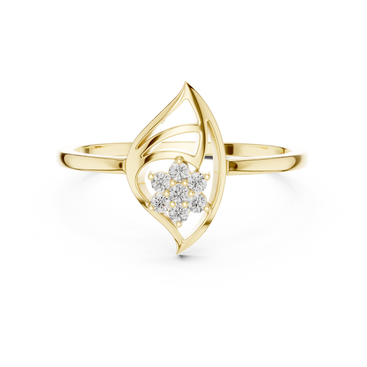 Nature Inspired Leaf Ring | Diamond Flower Cluster Design | Elegant Minimalist Jewelry Gift