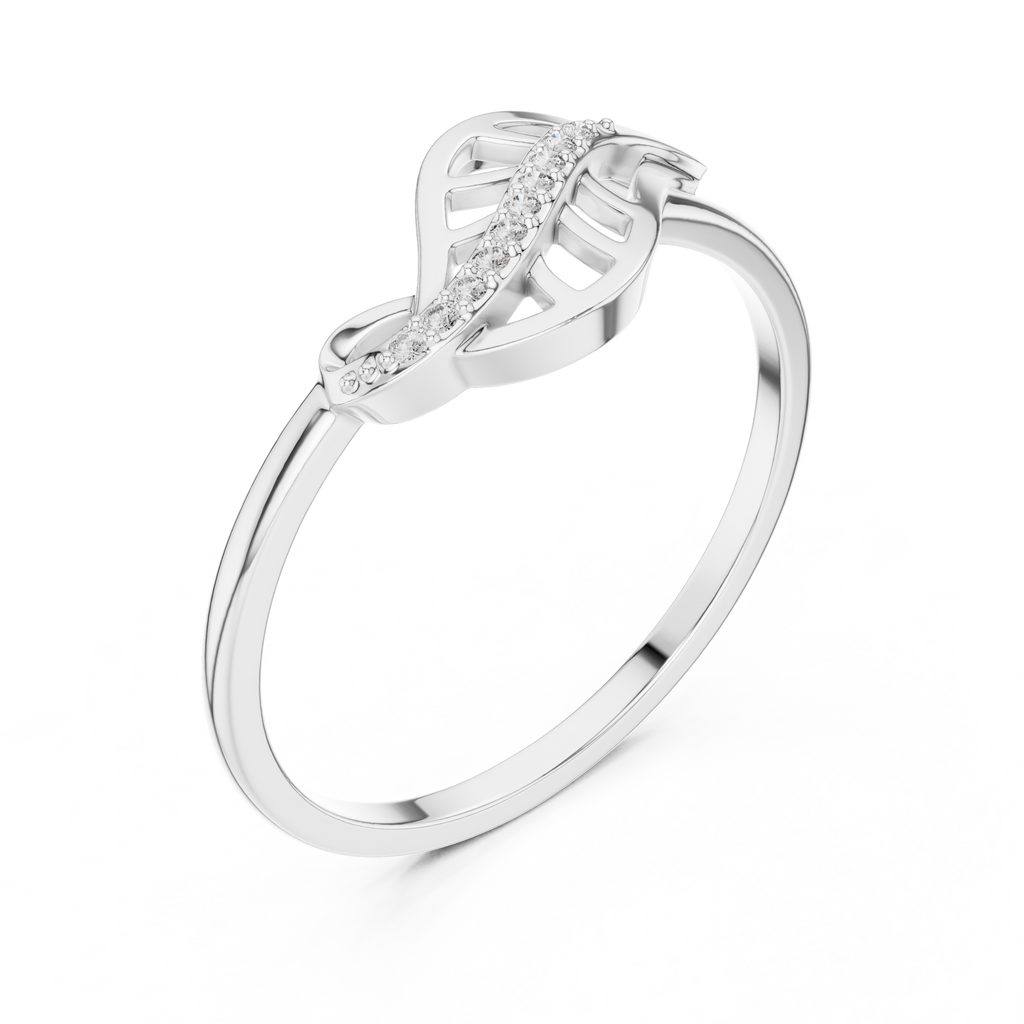 Diamond Nature Ring for Women, Open Leaf Vine Design, Stylish Statement Jewelry