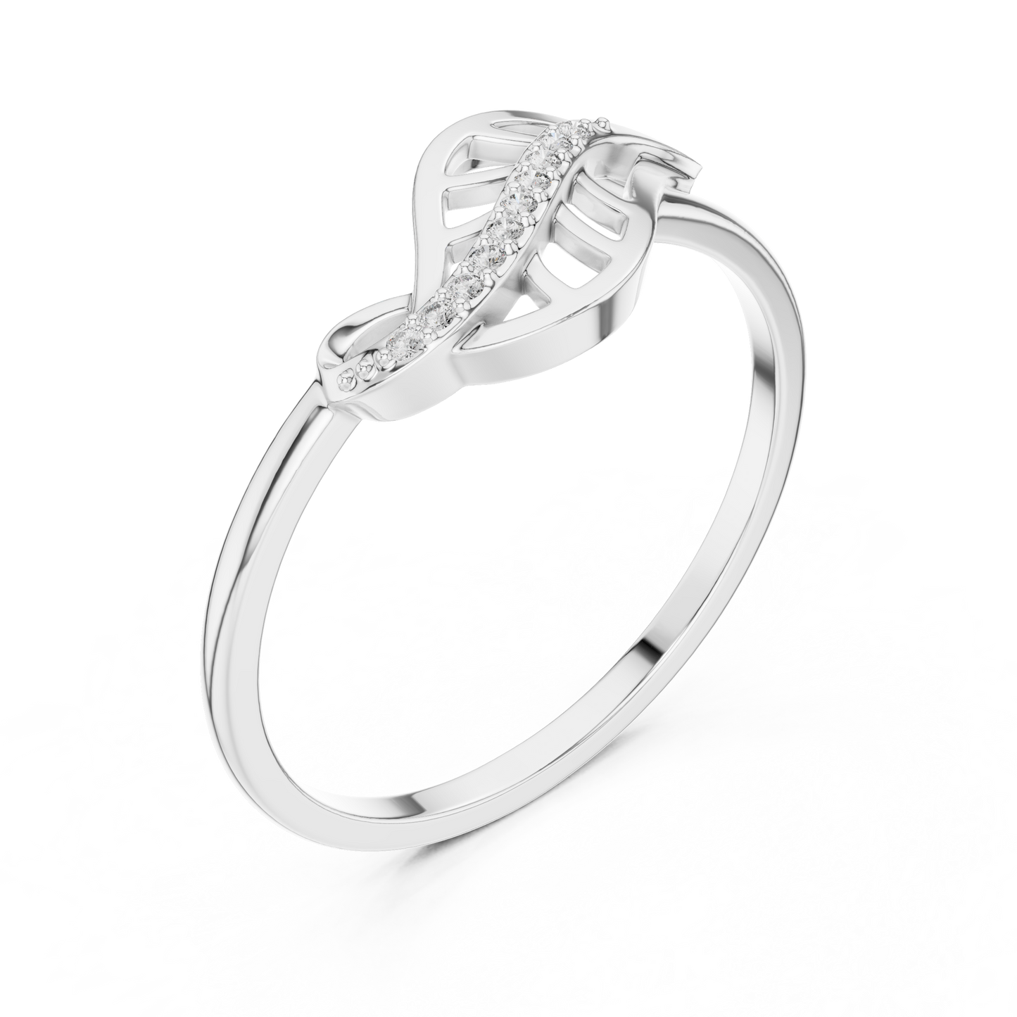 Diamond Nature Ring for Women, Open Leaf Vine Design, Stylish Statement Jewelry