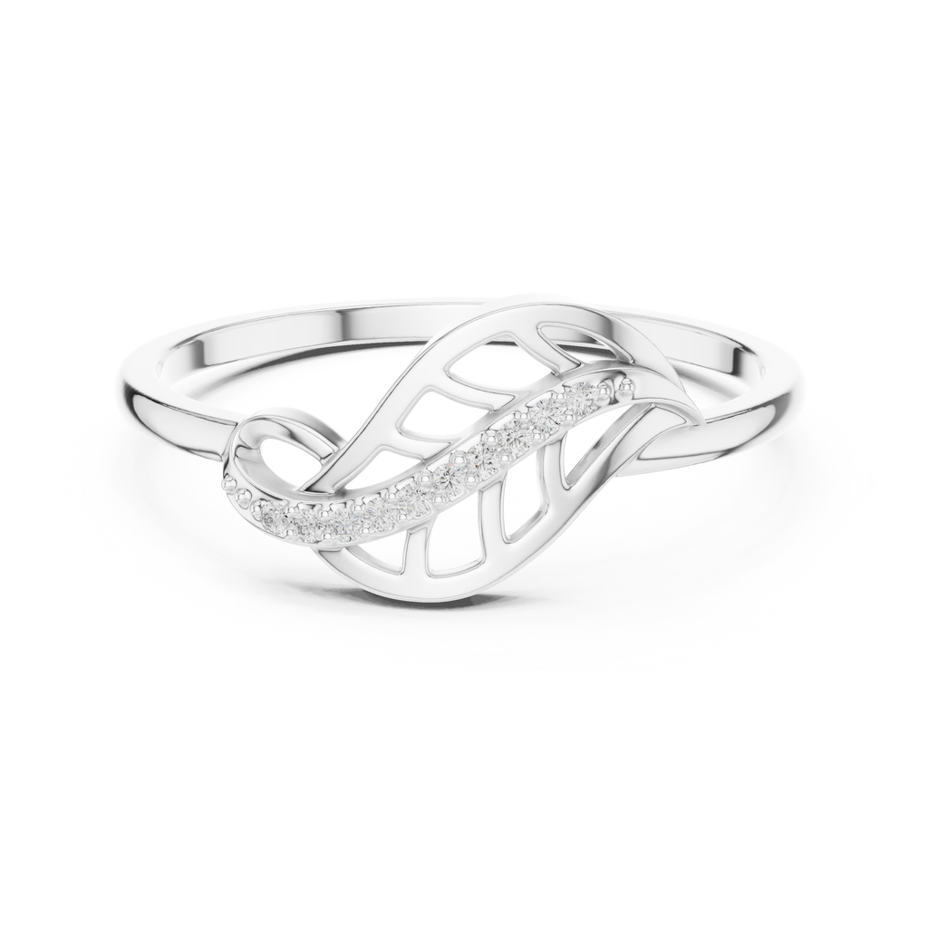 Diamond Nature Ring for Women, Open Leaf Vine Design, Stylish Statement Jewelry