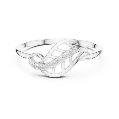 Diamond Nature Ring for Women, Open Leaf Vine Design, Stylish Statement Jewelry