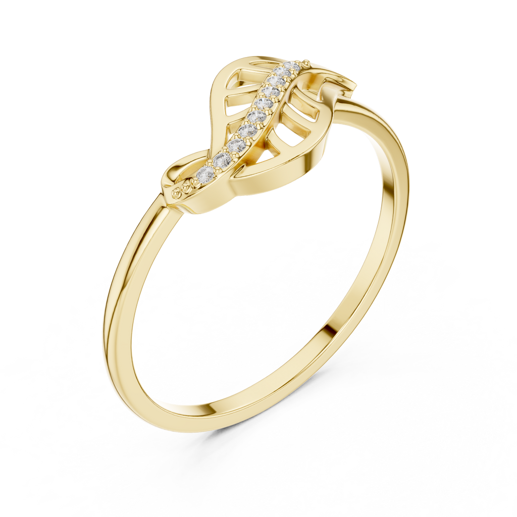 Diamond Nature Ring for Women, Open Leaf Vine Design, Stylish Statement Jewelry