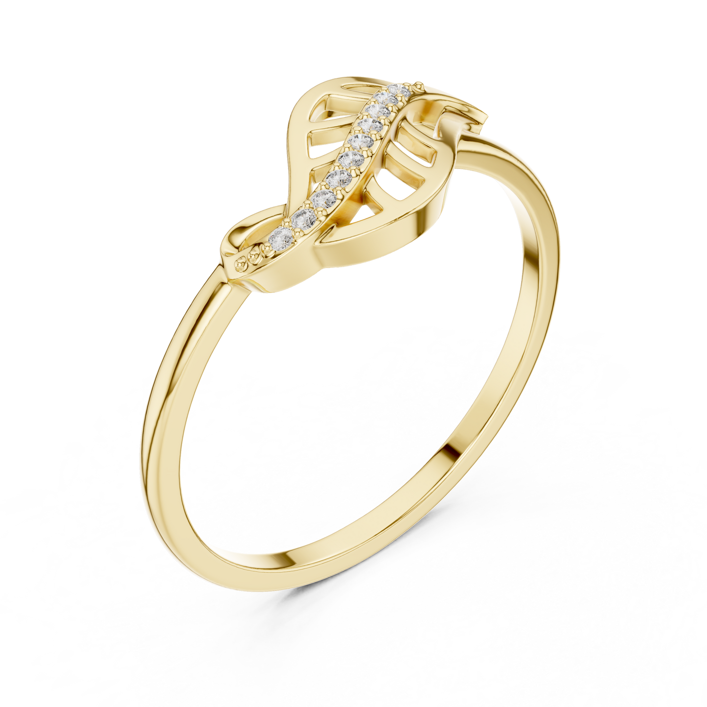 Diamond Nature Ring for Women, Open Leaf Vine Design, Stylish Statement Jewelry