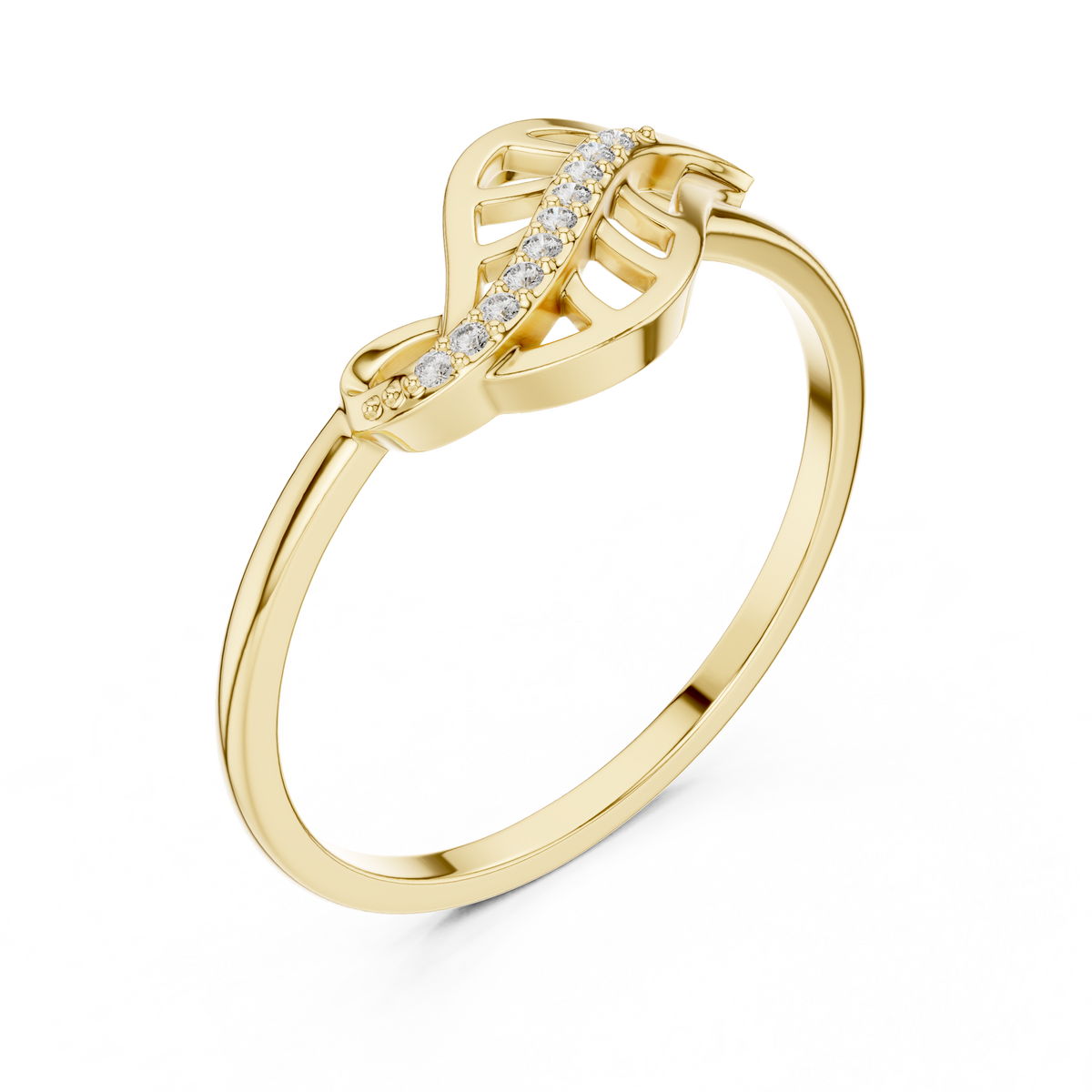 Diamond Nature Ring for Women, Open Leaf Vine Design, Stylish Statement Jewelry