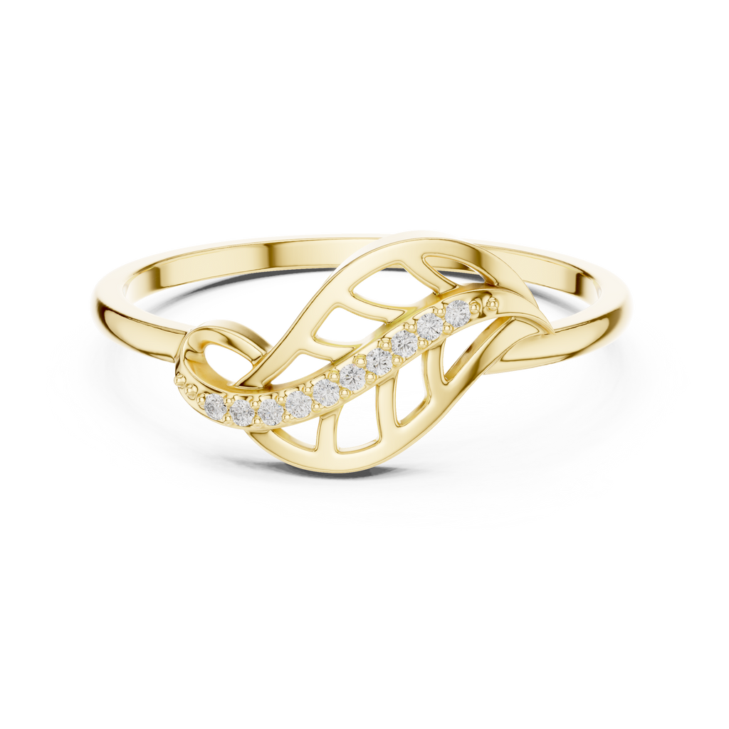 Diamond Nature Ring for Women, Open Leaf Vine Design, Stylish Statement Jewelry