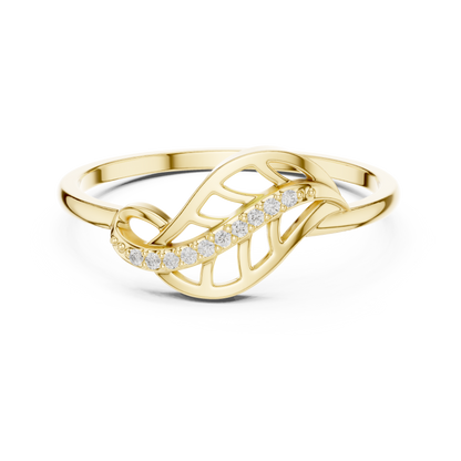 Diamond Nature Ring for Women, Open Leaf Vine Design, Stylish Statement Jewelry