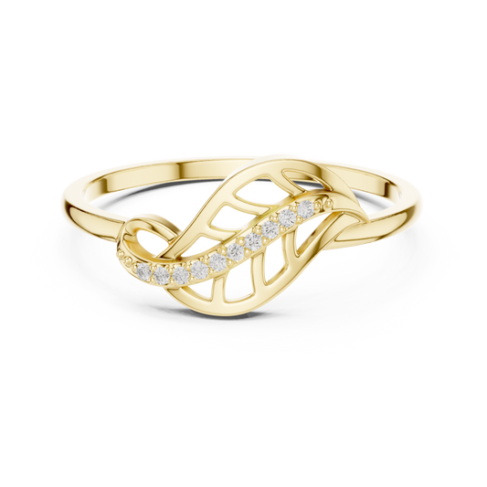 Diamond Nature Ring for Women, Open Leaf Vine Design, Stylish Statement Jewelry