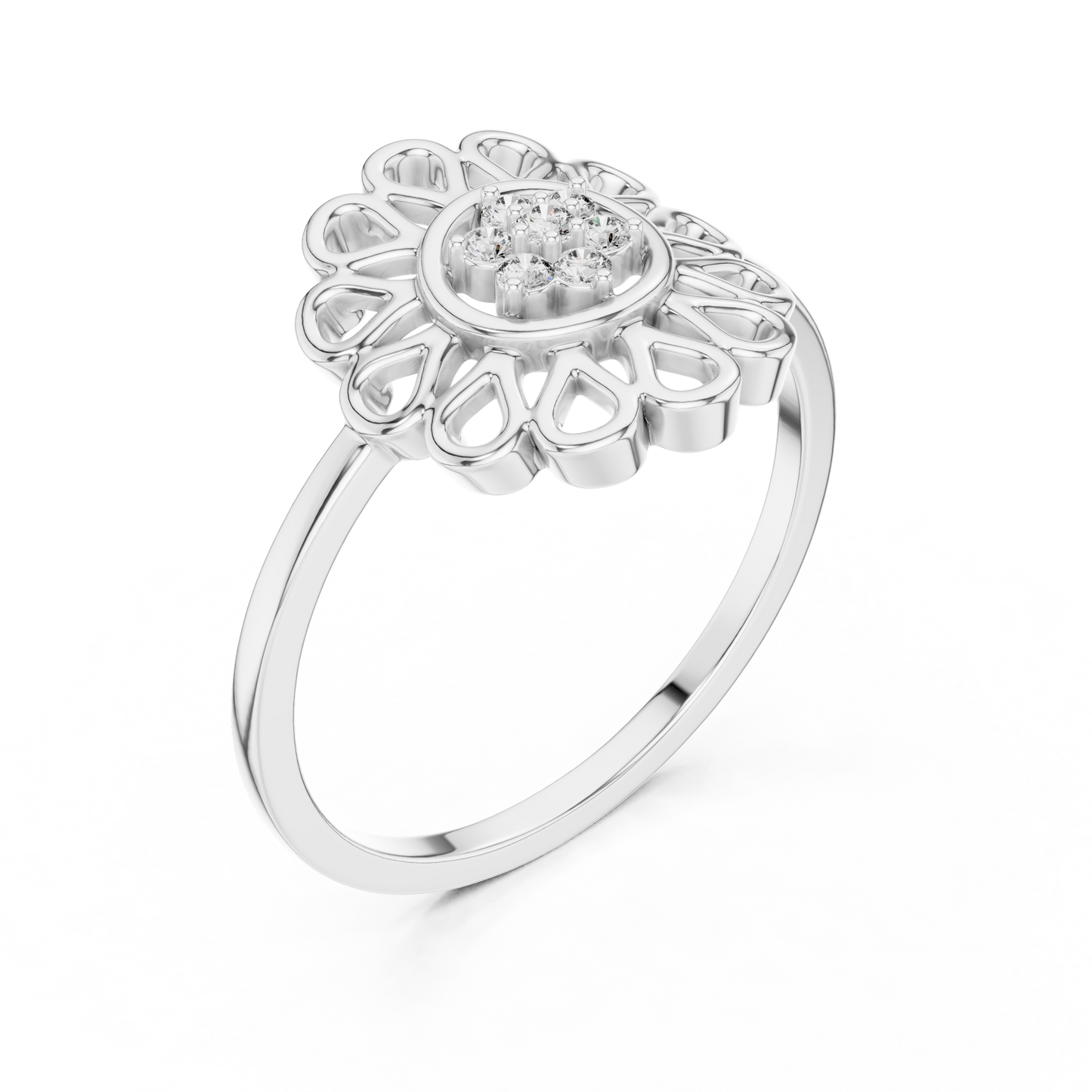 Round Floral Diamond Ring | Vintage Inspired Flower Design | Everyday Luxury Jewelry