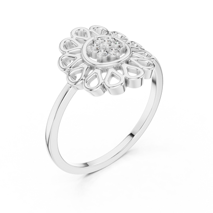Round Floral Diamond Ring | Vintage Inspired Flower Design | Everyday Luxury Jewelry