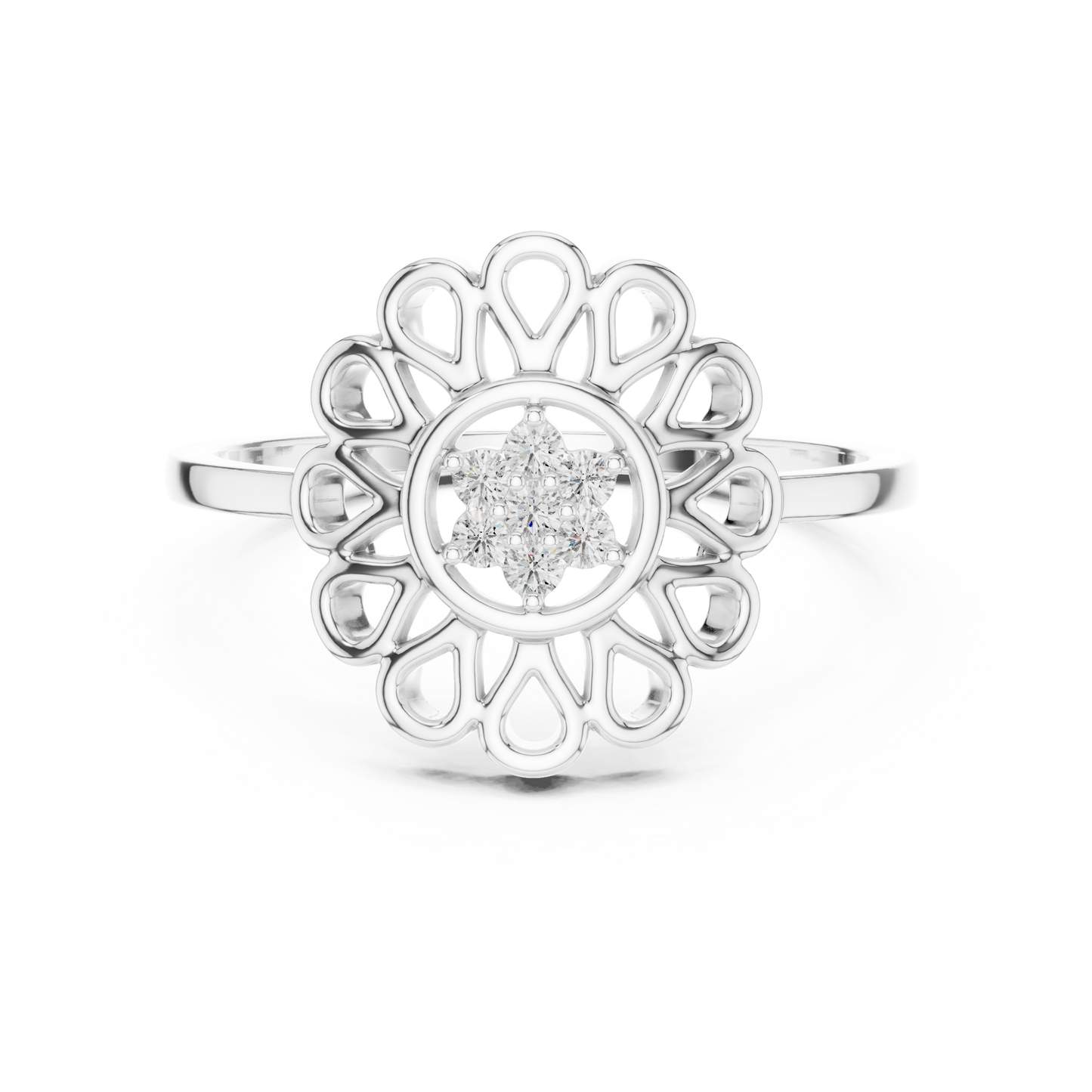 Round Floral Diamond Ring | Vintage Inspired Flower Design | Everyday Luxury Jewelry