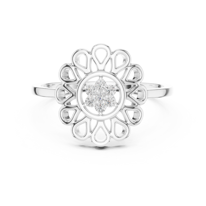 Round Floral Diamond Ring | Vintage Inspired Flower Design | Everyday Luxury Jewelry