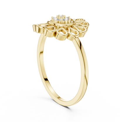 Round Floral Diamond Ring | Vintage Inspired Flower Design | Everyday Luxury Jewelry