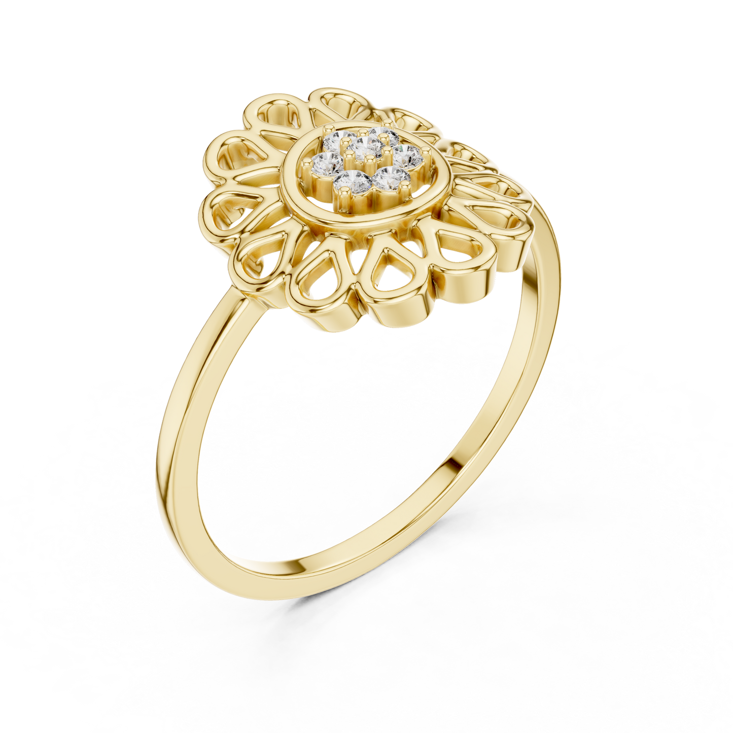 Round Floral Diamond Ring | Vintage Inspired Flower Design | Everyday Luxury Jewelry