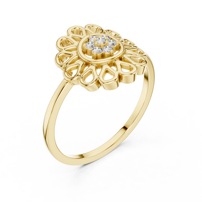Round Floral Diamond Ring | Vintage Inspired Flower Design | Everyday Luxury Jewelry