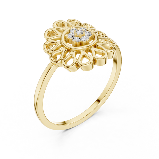 Round Floral Diamond Ring | Vintage Inspired Flower Design | Everyday Luxury Jewelry