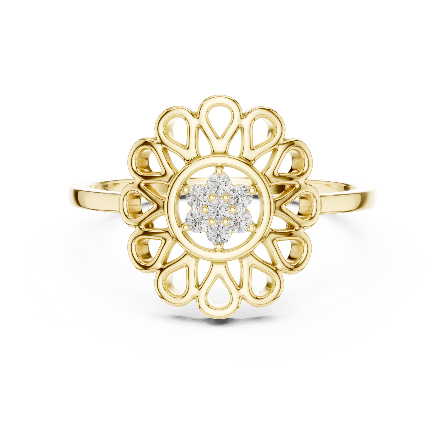 Round Floral Diamond Ring | Vintage Inspired Flower Design | Everyday Luxury Jewelry