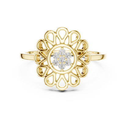 Round Floral Diamond Ring | Vintage Inspired Flower Design | Everyday Luxury Jewelry