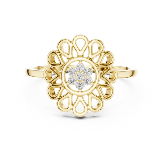 Round Floral Diamond Ring | Vintage Inspired Flower Design | Everyday Luxury Jewelry