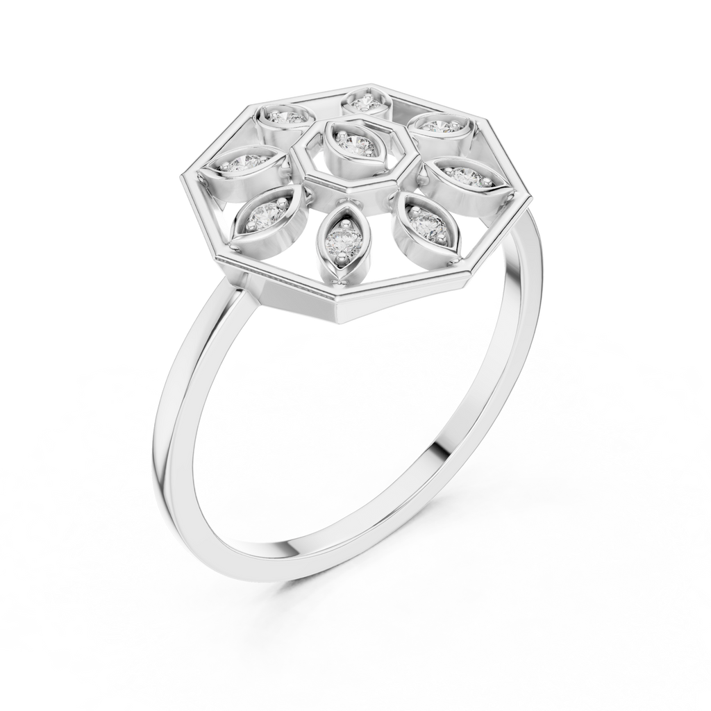 Delicate Flower Diamond Ring | Minimalist Women's Fashion Ring.