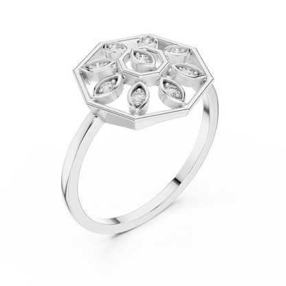 Delicate Flower Diamond Ring | Minimalist Women's Fashion Ring.